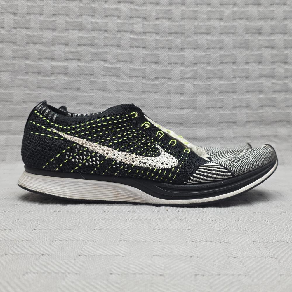 Nike Flyknit Racer Black White Volt Men's Size 10 526628-011 Running